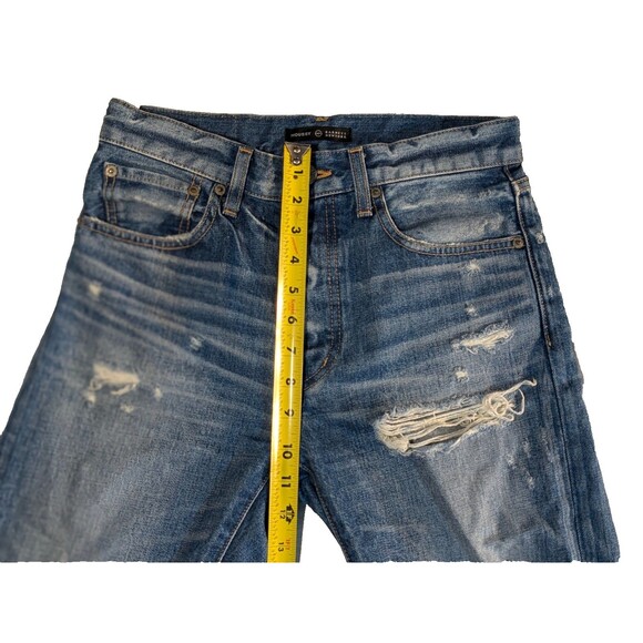 MOUSSY Size 26  Japan Denim ADEL Heavily Distressed Tapered Cotton Buttonfly - Picture 5 of 7